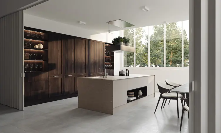 Cocina moderna con luz natural de la marca Diomo Cocinas