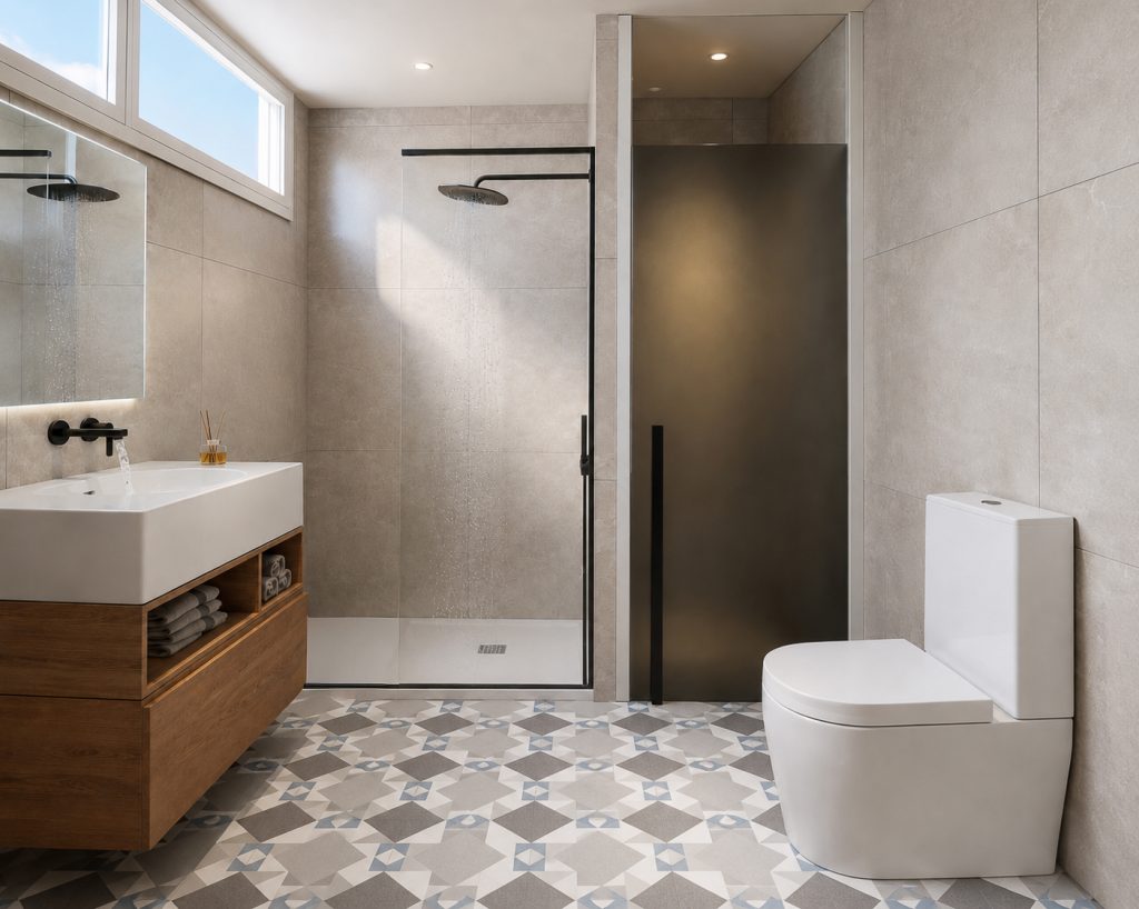 Precio render  de un baño moderno